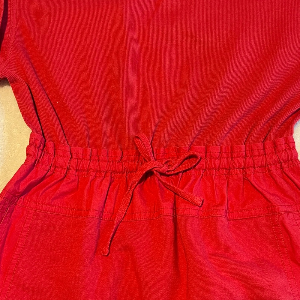 Daily Practice Red Mini Dress Short Sleeve Drawstring Waist Pockets Size XXS - Picture 3 of 6